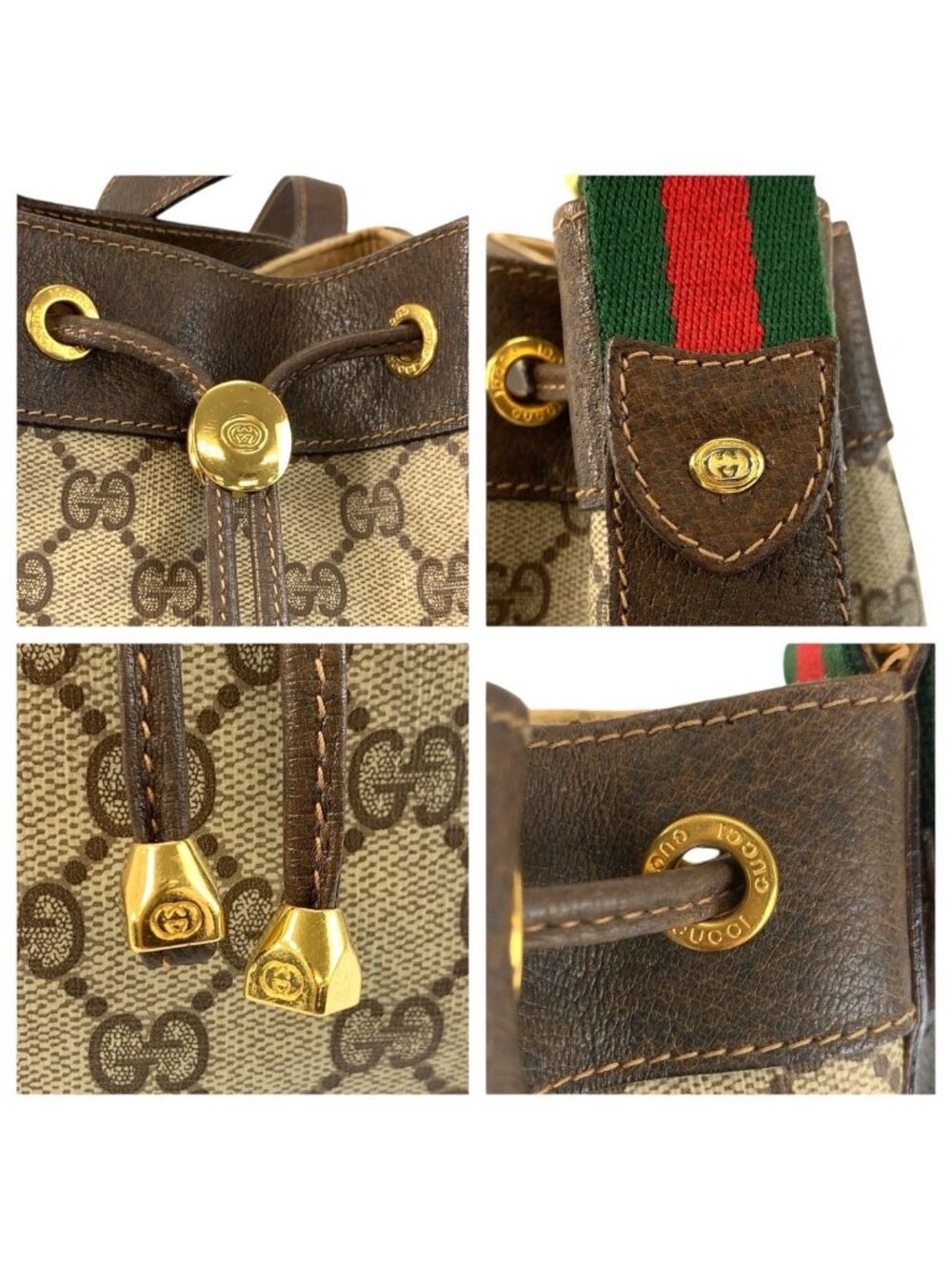 Gucci Vintage Sherry Line Beige Brown GG Supreme Canvas Shoulder Bag - Picture 4 of 9